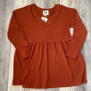 Waffle Long Sleeve V-Neck Top/dress